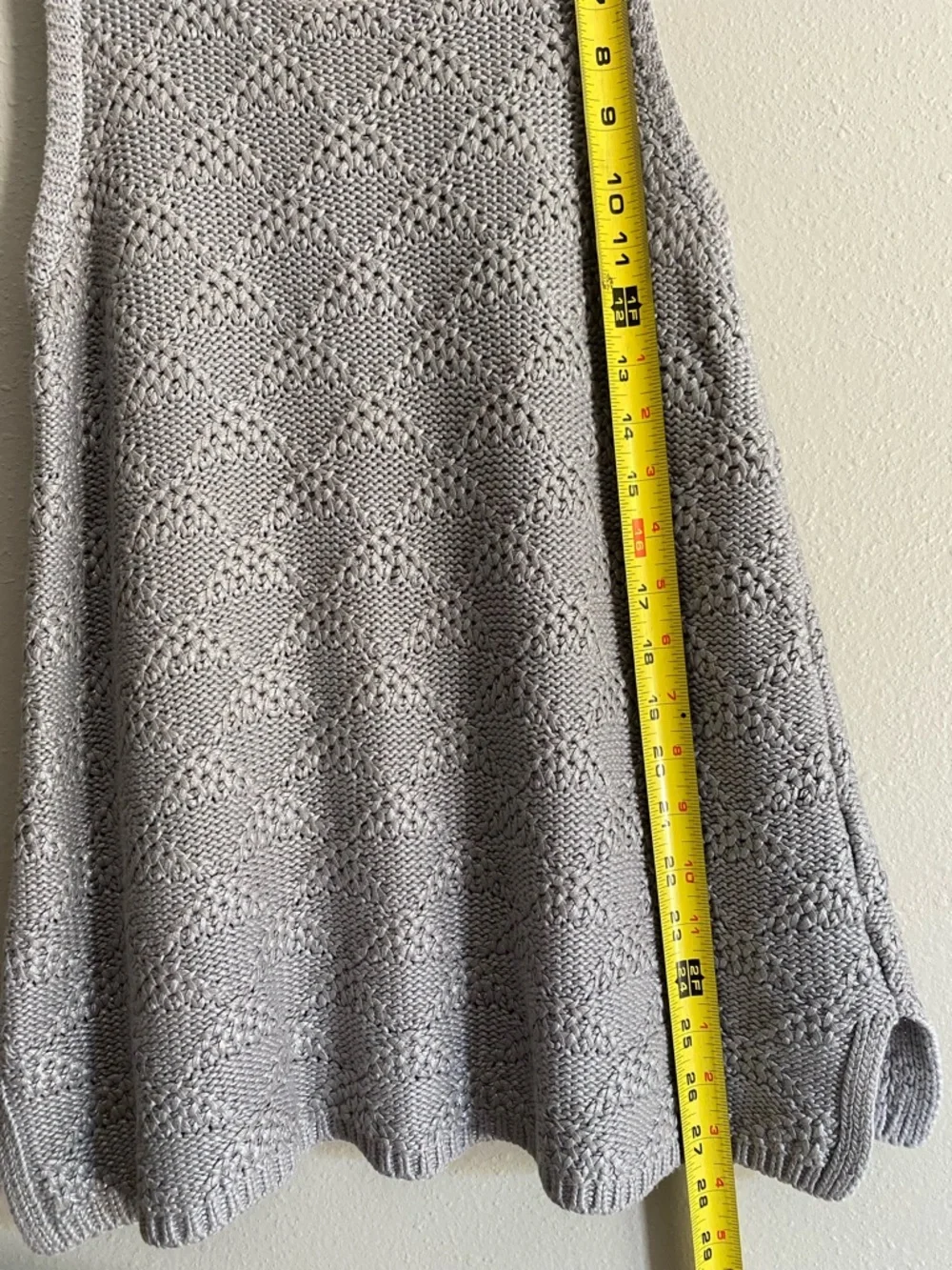 Moth Anthropologie Gray Pointelle Geometric Knit Tank Top Size M Cotton Blend - Picture 5 of 7